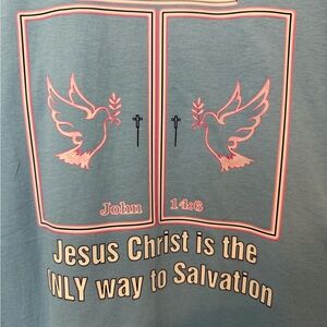 Blue Graphic T-Shirt with Pink Accents